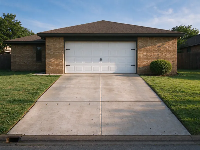 After: driveway panel leveled, with four small filled holes