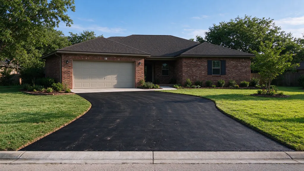 Asphalt driveway meeting a concrete street apron in the Missouri City area