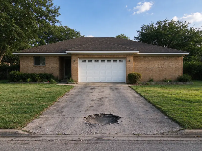 Before: pothole in an asphalt driveway