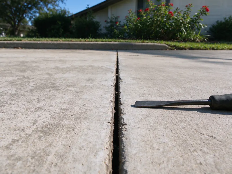 Clean driveway joint with old filler removed