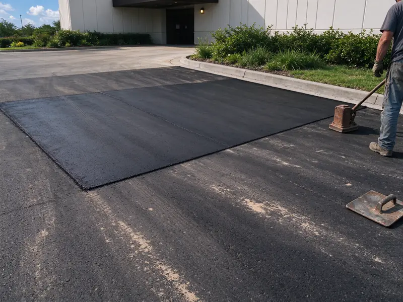 Completed patch at a commercial entrance