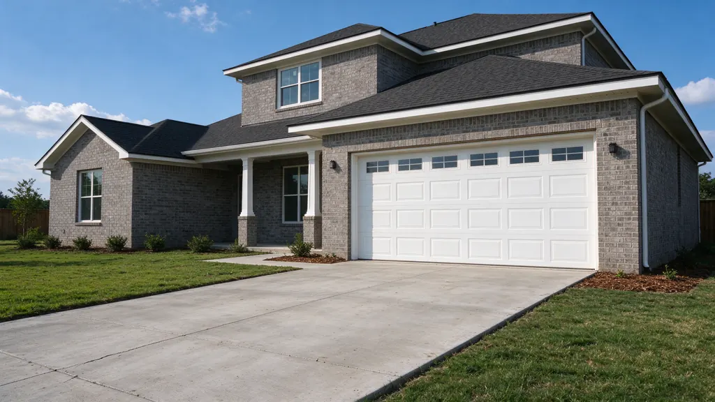 Concrete driveway at a newer suburban home in the Pearland area