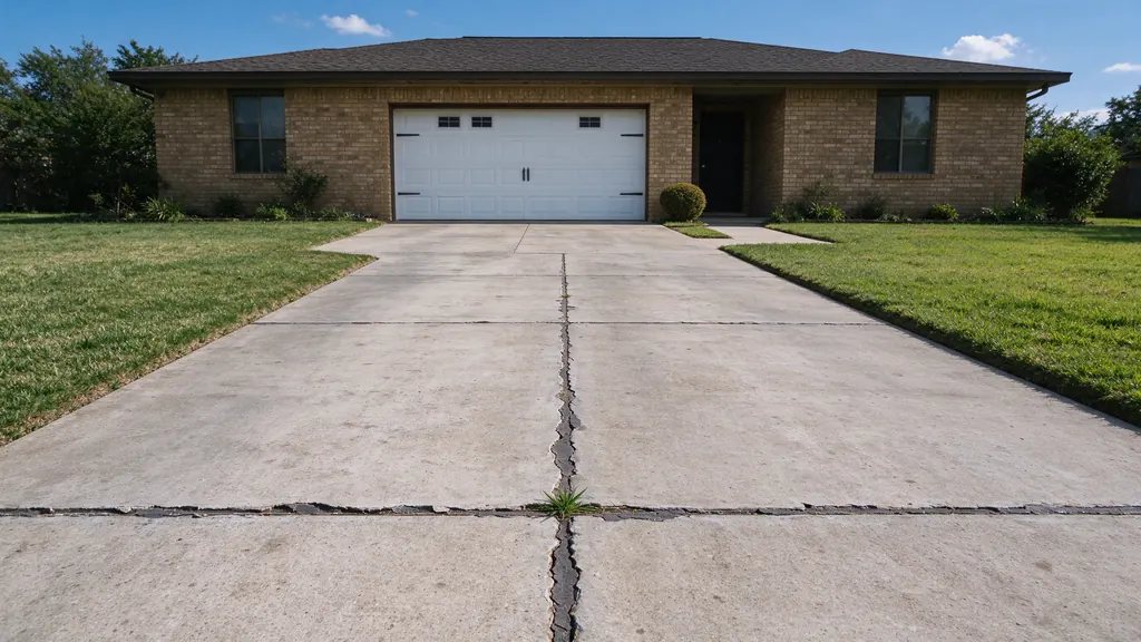 Concrete driveway with deteriorated joint filler between panels