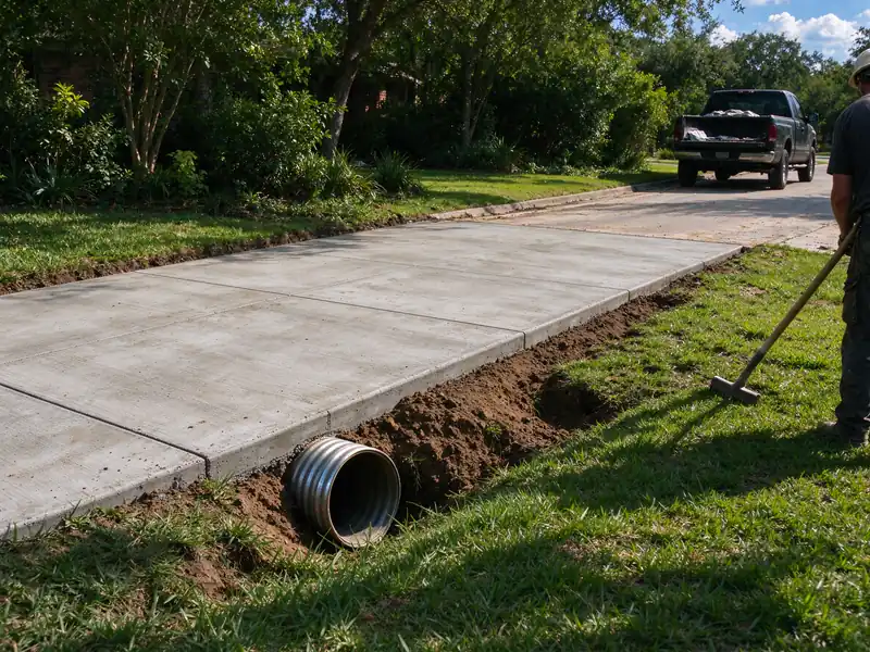 Driveway entrance on fill over a single roadside culvert