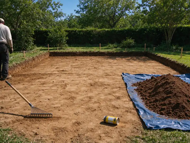 Excavated driveway footprint for a gravel conversion