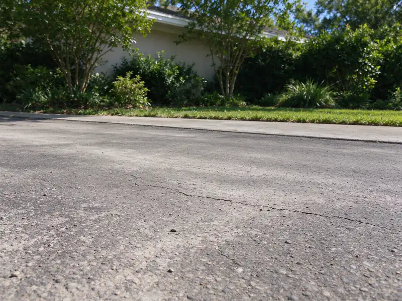 Faded, oxidized asphalt surface