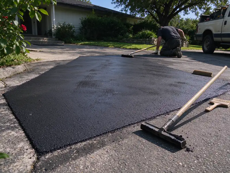 Finished rectangular asphalt patch