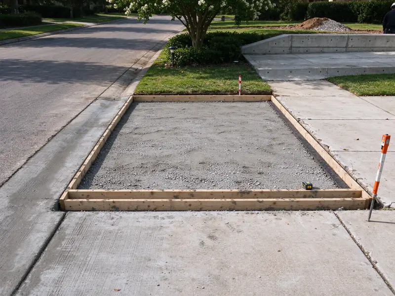 Forms set for a driveway apron replacement