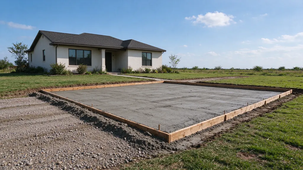 Gravel driveway prepared with base and forms for paving