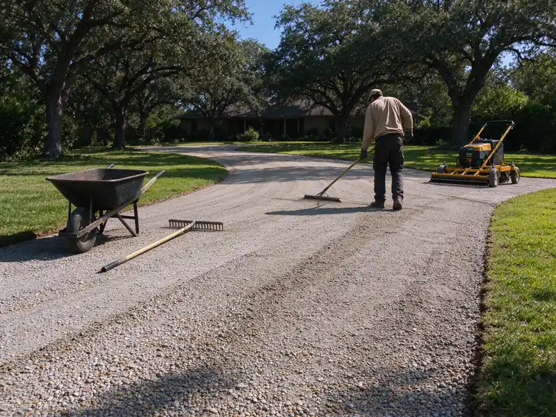 Regraded gravel driveway with a smooth crown