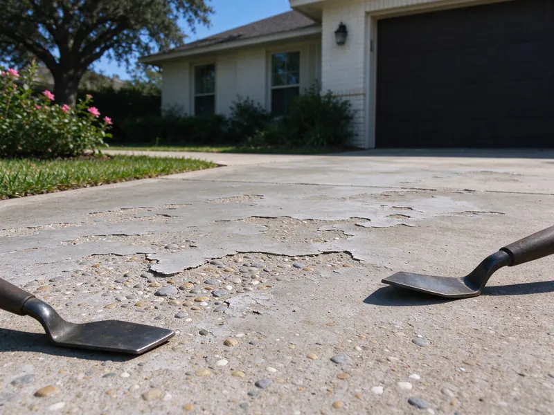 Shallow surface scaling on a concrete driveway