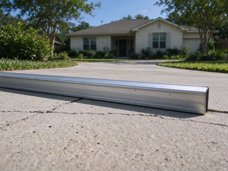 Straightedge showing a height difference between two driveway panels