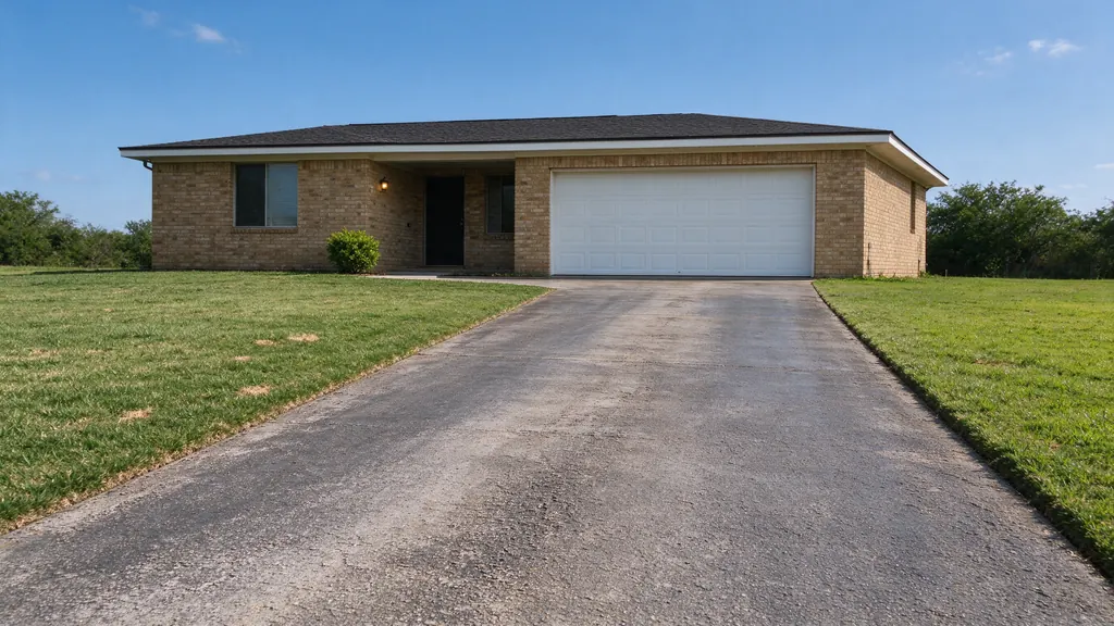 Weathered asphalt driveway with sound edges
